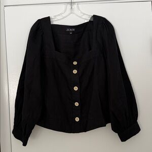 JCrew Squareneck button-up top in linen